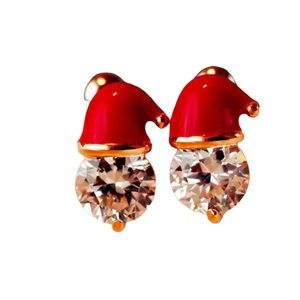 Santa Hat Rhinestone Diamond Stud Earrings
